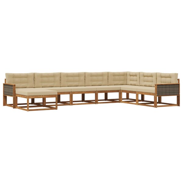 vidaXL Ensemble de canapés d'extérieur 8 pc Naturel et Beige