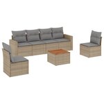 vidaXL Salon de jardin avec coussins 7 Pièces beige résine tressée