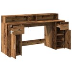 vidaXL Bureau avec lumières LED vieux bois bois d'ingénierie