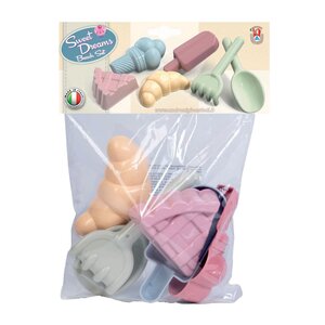 Androni Giocattoli 3402-00BK - Moules à sable pour bonbons avec pelle et râteau  6 pièces