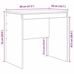 vidaXL Bureau Gris béton 80 x 50 x 76 cm Bois d'ingénierie