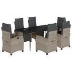 vidaXL Ensemble à manger de jardin et coussins 7 Pièces gris clair rotin