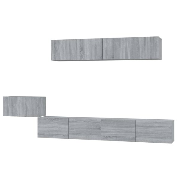 vidaXL Ensemble de meubles TV 5 Pièces Sonoma gris Bois d'ingénierie