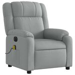 vidaXL Fauteuil de massage inclinable électrique gris clair tissu
