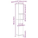 vidaXL Cabinet de salle de bain avec porte Chêne noir 30 x 30 x 190 cm