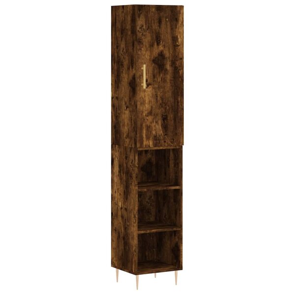 vidaXL Buffet haut Chêne fumé 34 5x34x180 cm Bois d'ingénierie