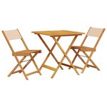 vidaXL Ensemble de bistro 3 Pièces beige tissu et bois massif