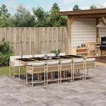 vidaXL Ensemble à manger de jardin et coussins 11 Pièces beige poly rotin