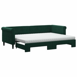 vidaXL Lit de jour avec gigogne et matelas vert foncé 80x200cm velours