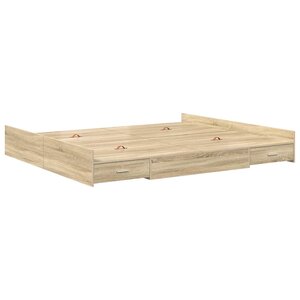vidaXL Cadre de lit avec rangement Chêne sonoma 200 x 200 cm