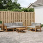 vidaXL Ensemble de canapés d'extérieur 6 Pièces Naturel et Gris clair