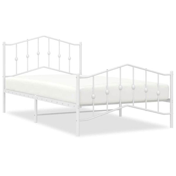 vidaXL Cadre de lit métal sans matelas et pied de lit blanc 100x200 cm