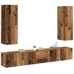 vidaXL Meubles TV muraux 5 Pièces vieux bois bois d'ingénierie
