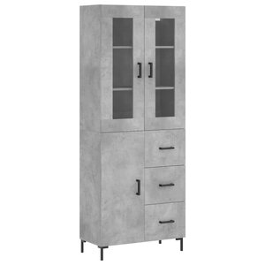 vidaXL Buffet haut Gris béton 69 5x34x180 cm Bois d'ingénierie