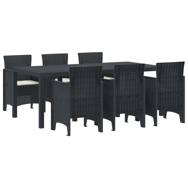 vidaXL Ensemble de salle à manger de jardin 7 pièces avec coussins en poly rotin anthracite