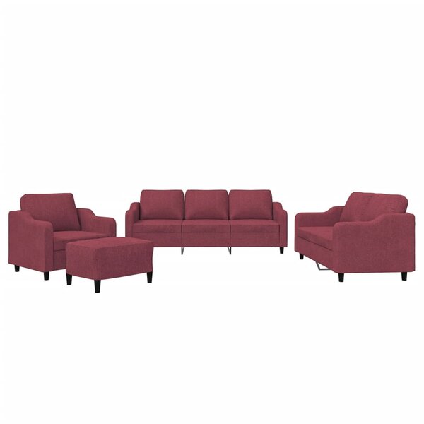 vidaXL Ensemble de canapés 4 Pièces avec coussins Rouge bordeaux Tissu