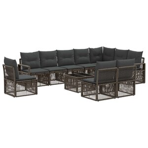 vidaXL Ensemble de canapé de jardin 11 Pièces Gris polyrotin