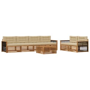 vidaXL Ensemble de canapés d'extérieur 7 pc Naturel et Beige