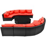 vidaXL Salon de jardin 13 Pièces avec coussins Résine tressée Rouge