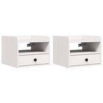 vidaXL Table de chevet avec tiroir 2 Pièces Blanc 38 x 36 x 29 5 cm