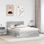 vidaXL Cadre de lit Gris Sonoma 150 x 200 cm Pin massif