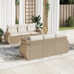 vidaXL Salon de jardin avec coussins 7 Pièces beige résine tressée