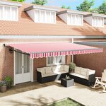 vidaXL Auvent Rétractable Automatique Rayé Rouge et Blanc 500x300 cm