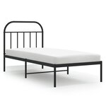 vidaXL Cadre de lit métal sans matelas avec tête de lit noir 90x190 cm