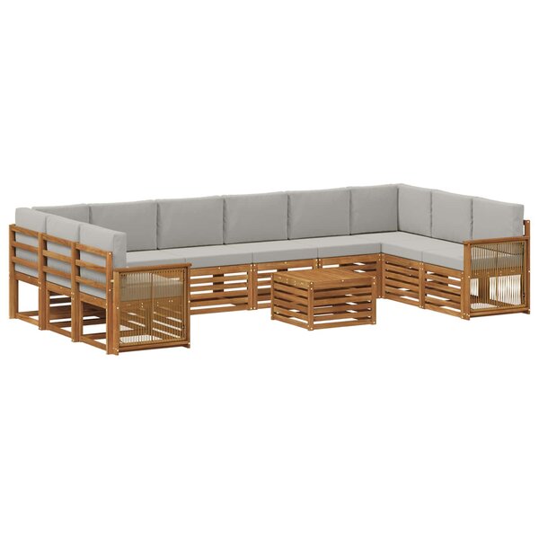vidaXL Ensemble de canapés d'extérieur 8 pc Naturel et gris clair