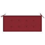 vidaXL Banc Batavia avec coussin bordeaux 120 cm Bois de teck massif