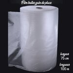 Lot de 1 rouleau de film bulle d'air 35µ gain de place 75cm x 100 mètres