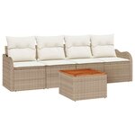 vidaXL Ensemble de canapé de jardin 5 Pièces Beige  Crème 55 x 55 x 37 cm
