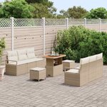 vidaXL Ensemble de canapé de jardin 9 Pièces Beige Poly rotin