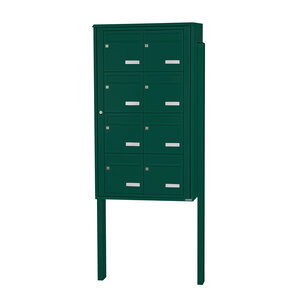 Bloc collectif Leabox  2x4  grade 3  simple face  Extérieur  fixation sur pieds à sceller  Vert mousse RAL 6005 finition brillante