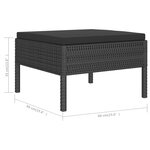 Salon de jardin meuble d'extérieur ensemble de mobilier 6 pièces avec coussins résine tressée noir 02_0016910