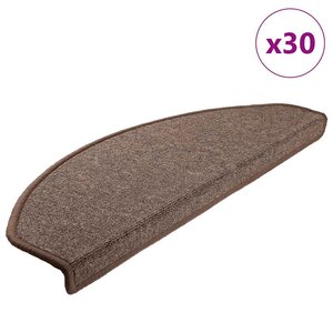vidaXL Tapis d'escalier 30 pièces 65 x 24 x 4 cm Marron café Demi-rond Grand