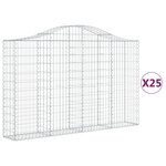 vidaXL Paniers à gabions arqués 25 Pièces 200x30x120/140 cm Fer galvanisé