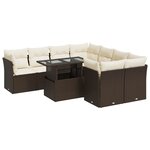 vidaXL Salon de jardin avec coussins 9 Pièces marron résine tressée