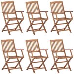 vidaXL Chaises pliables de jardin lot de 6 avec coussins Bois d'acacia