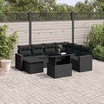 vidaXL Salon de jardin 8 Pièces avec coussins noir résine tressée