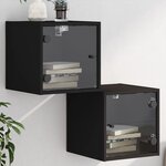 vidaXL Tables de chevet avec portes en verre 2 Pièces noir 35x37x35 cm