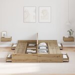 vidaXL Cadre de lit avec rangement chêne artisanal 160 x 200 cm