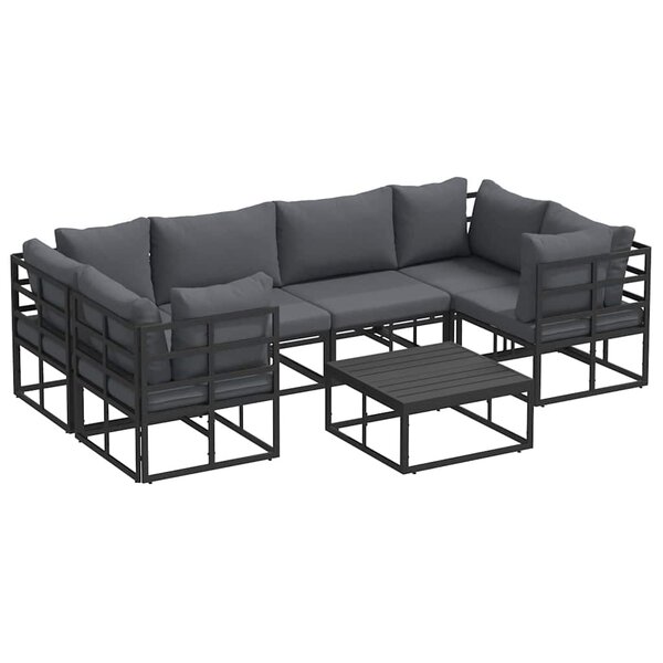 vidaXL Ensemble de canapé de jardin 7 Pièces Noir Aluminium