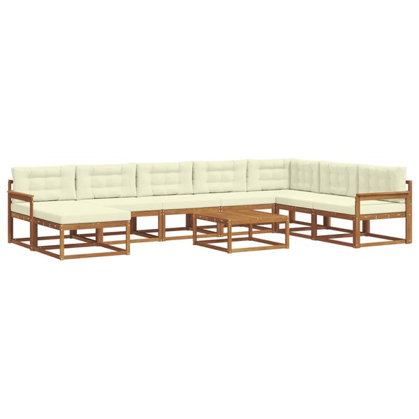 vidaXL Ensemble de canapés d'extérieur 9 Pièces Naturel et Crème