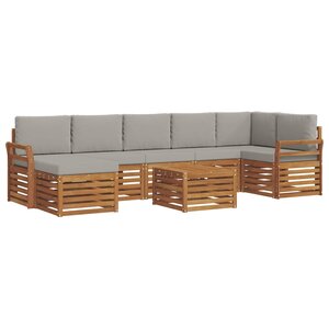vidaXL Ensemble de canapés d'extérieur 8 pc Gris Naturel et Clair