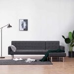 vidaXL Canapé-lit en L Gris foncé Polyester