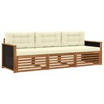 vidaXL Ensemble de canapés d'extérieur 3 pc Naturel et Crème Polyester