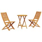 vidaXL Ensemble bistro pliant 3 Pièces Marron Bois d'acacia massif