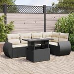 vidaXL Salon de jardin 6 Pièces avec coussins noir résine tressée
