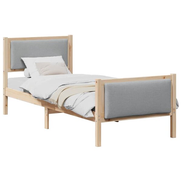 vidaXL Cadre de lit avec tête de lit Gris clair 75 x 190 cm tissu